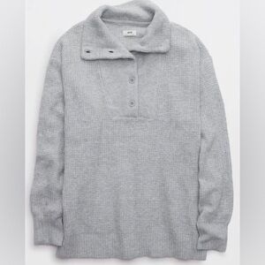 Aerie CozyUp Waffle Button Sweater